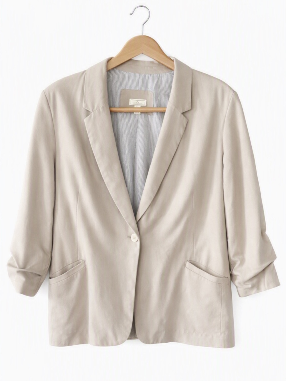 5/$50 Jules & Leopold Cream Linen Blend Single-Button Relaxed Blazer